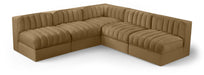 Rummi - Armless Velvet Performance Fabric Upholstered 5 Piece Modular Sectional - Stylish Home Furniture