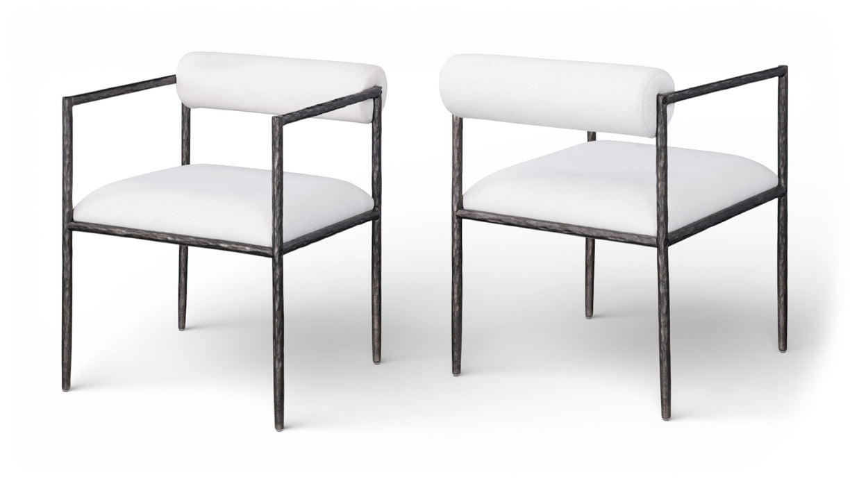 Axis - Linen Textured Cream Fabric Upholstered Dining Chair (Set of 2) - Stylish Home Furniture