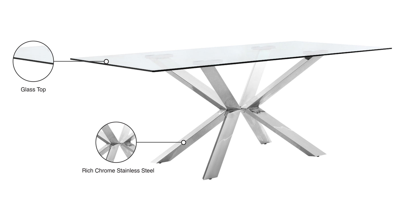Juno - Glass Dining Table - Pearl Silver