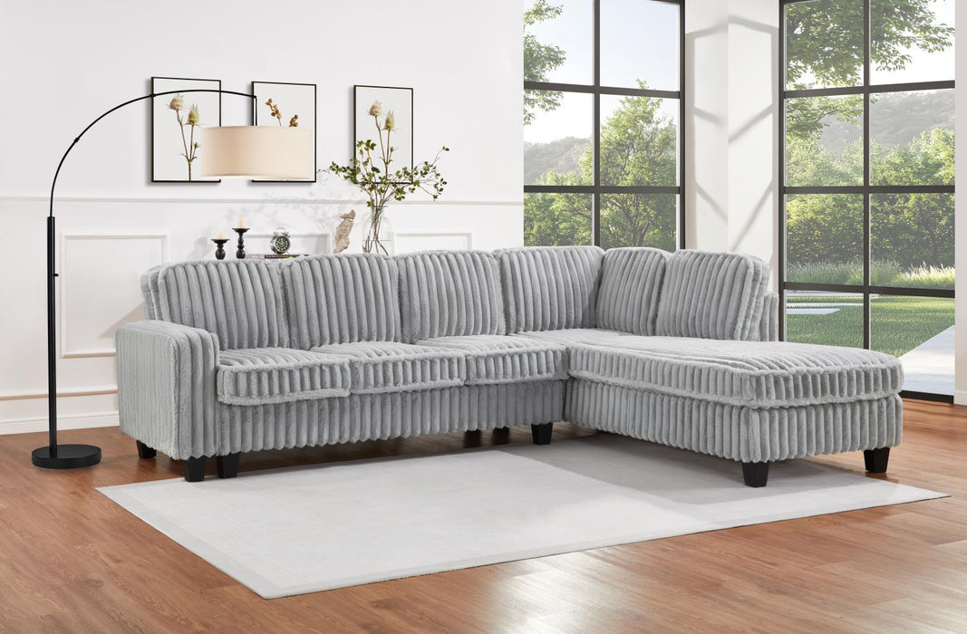 U321 - Corduroy 2 Piece Sectional - Gray