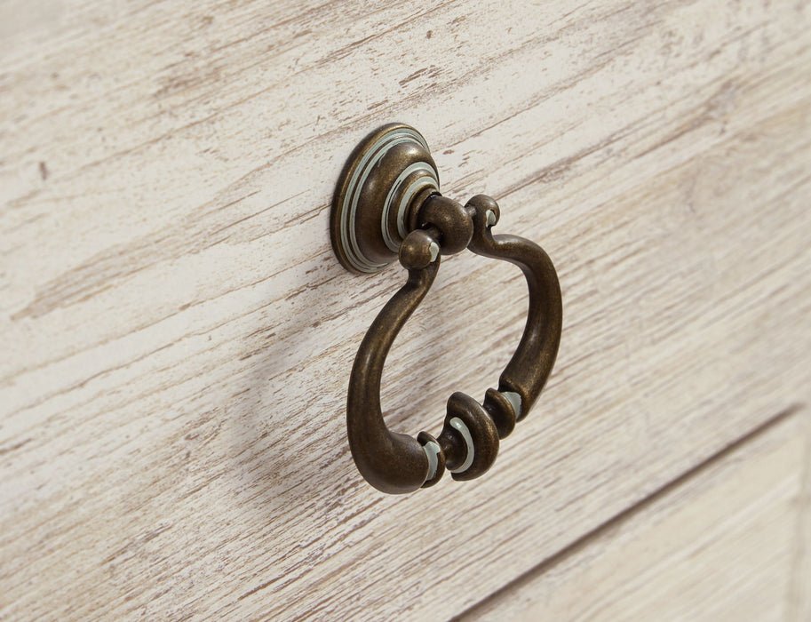 Willowton - 2 Pc. - TV Stand with Faux Firebrick Fireplace Insert - Whitewash - Stylish Home Furniture