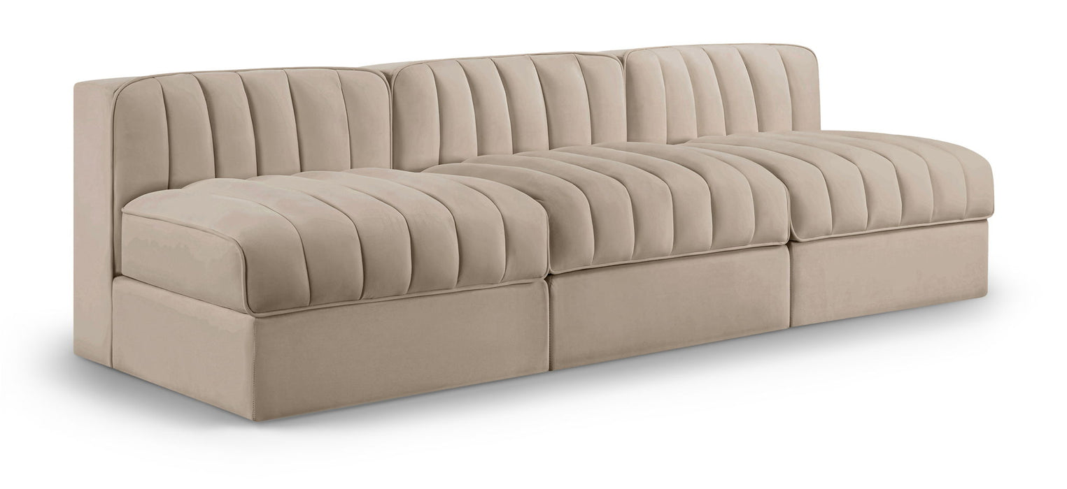 Rummi - Velvet Performance Fabric Upholstered 3 Piece Modular Armless Sofa - Stylish Home Furniture