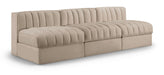 Rummi - Velvet Performance Fabric Upholstered 3 Piece Modular Armless Sofa - Stylish Home Furniture