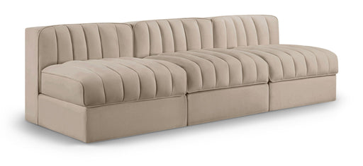 Rummi - Velvet Performance Fabric Upholstered 3 Piece Modular Armless Sofa - Stylish Home Furniture