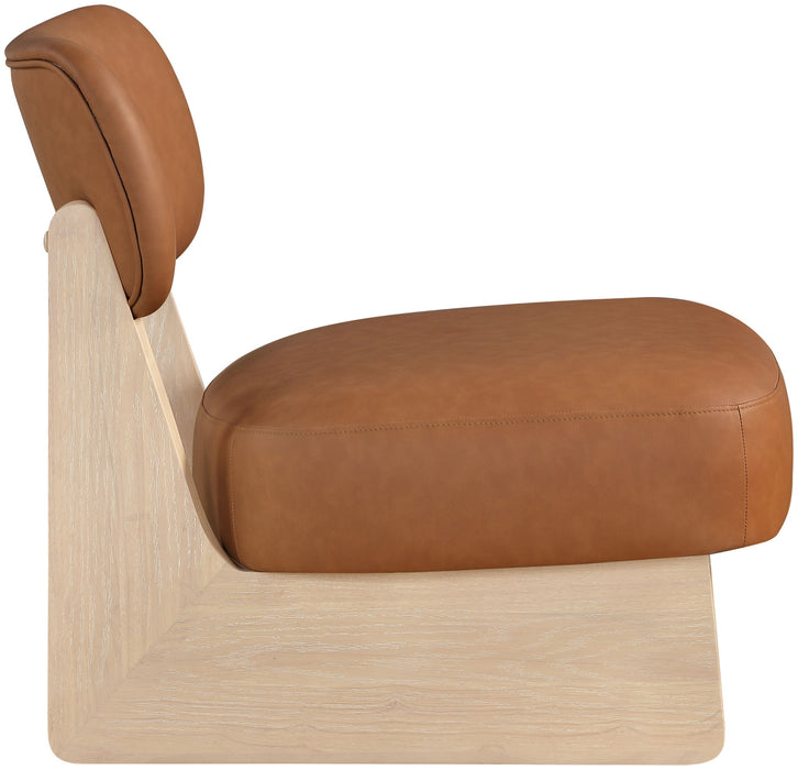 Vetra - Vegan Leather Upholstered Accent Chair With Natural Base - Stylish Home Furniture