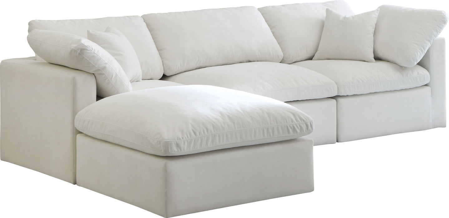 Plush - Velvet Standart Comfort Modular Sectional 4 Piece - Cream - Fabric