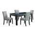 Francesca - Rectangular 5 Piece Gray PU Chairs Dining Set, Table & Four Chairs - Gray Marble - Stylish Home Furniture
