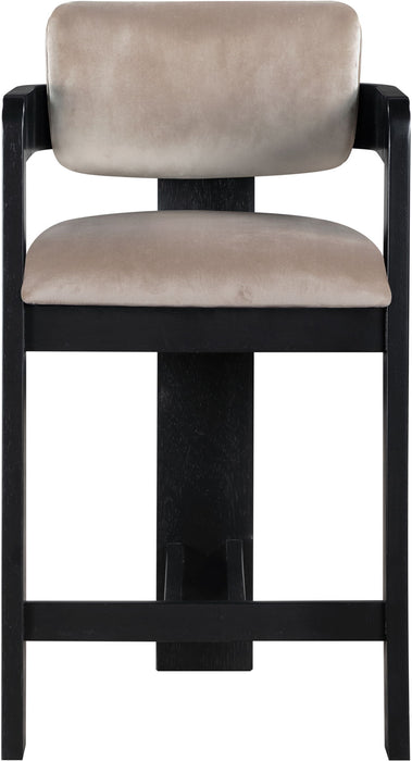 Sacha - Velvet Stool With Black Base