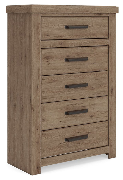Oliandon - Five Drawer Chest - Light Brown - Stylish Home Furniture