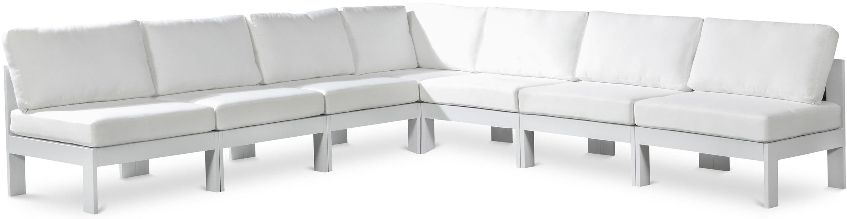 Nizuc - Outdoor Patio 7 Piece Modular Sectional With White Frame