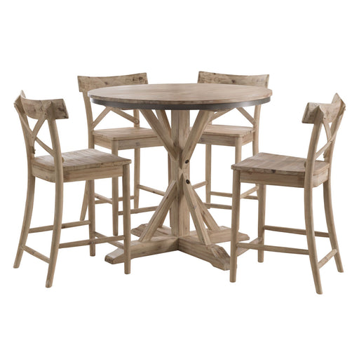 Callista - Round Counter Height 5 Piece Dining Set (Table And Four Stools) - Beach - Stylish Home Furniture