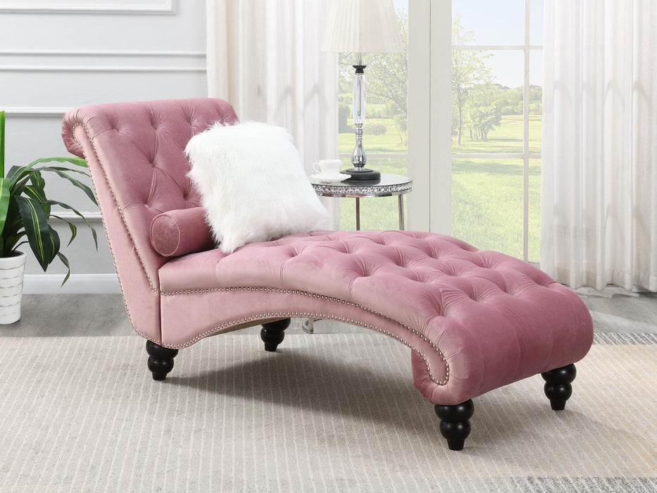 U220-CH - Chaise With Wooden Legs - Pink