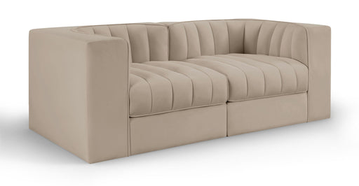 Rummi - Velvet Performance Fabric Upholstered 2 Piece Modular Loveseat - Stylish Home Furniture
