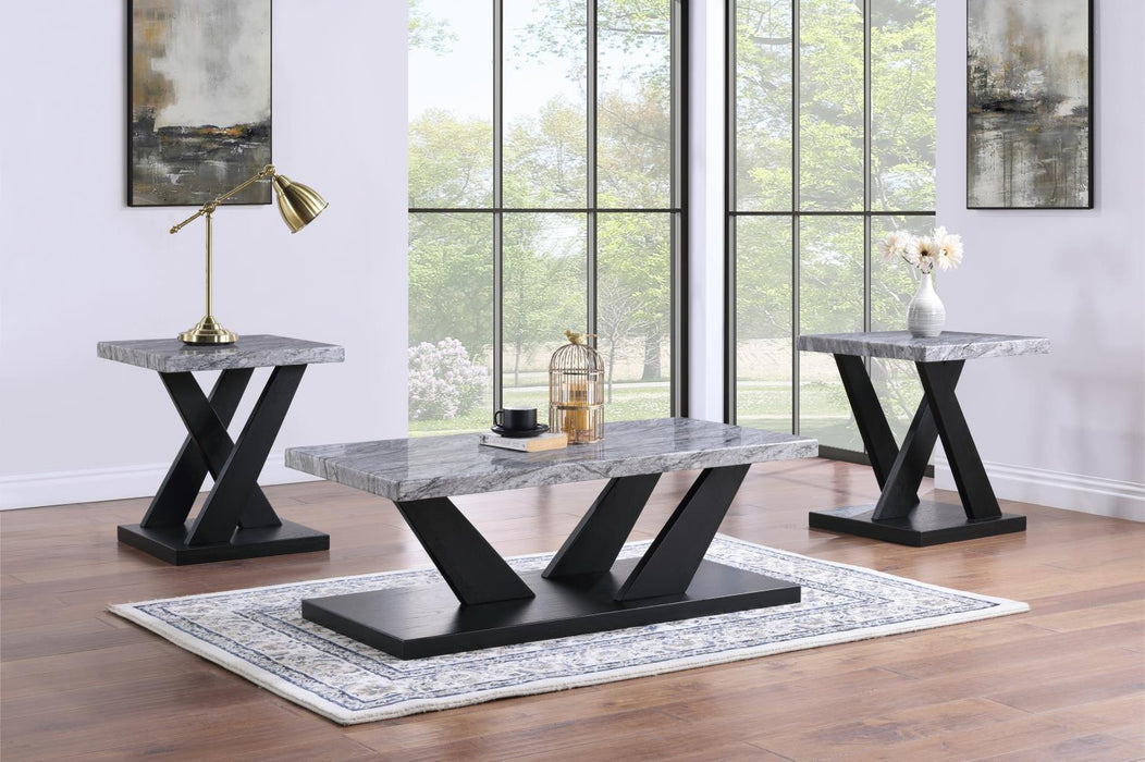 T122 - Marble Top Table Set (Set of 3) - Gray