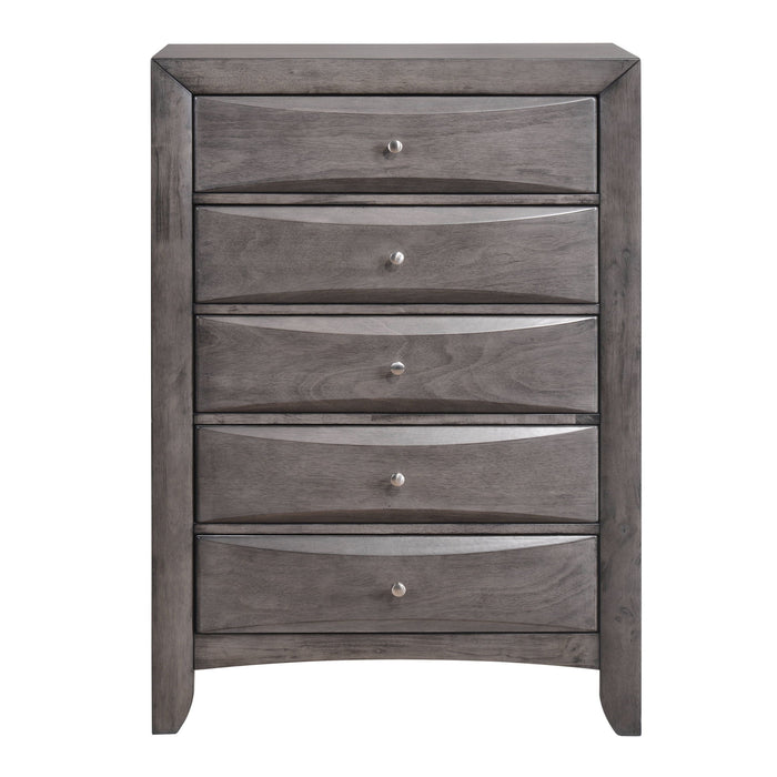 Emily - 5-Drawer Chest (Sturdy) - Gray - Stylish Home Furniture