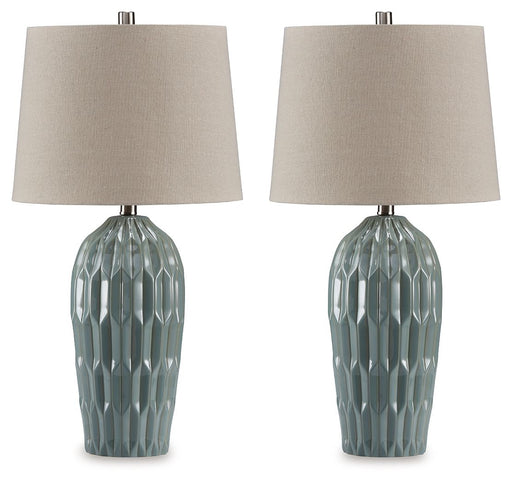 Hadbury - Ceramic Table Lamp (Set of 2) - Pale Blue / Teal - Stylish Home Furniture