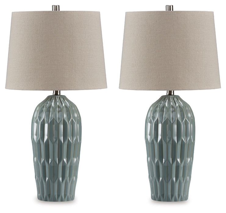 Hadbury - Ceramic Table Lamp (Set of 2) - Pale Blue / Teal - Stylish Home Furniture