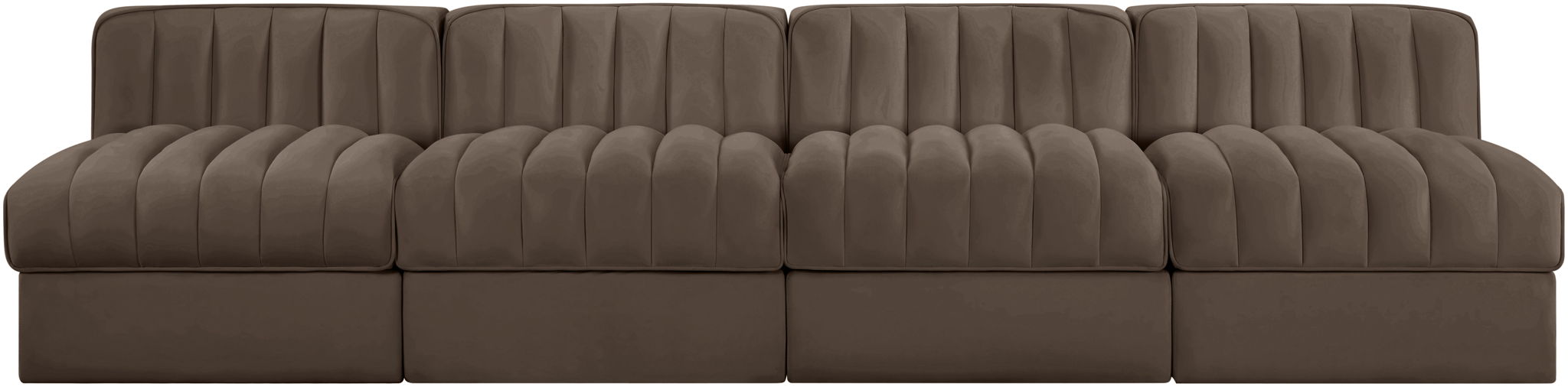Rummi - Armless Velvet Performance Fabric Upholstered 4 Piece Modular Sofa - Stylish Home Furniture