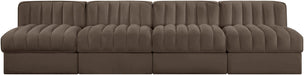 Rummi - Armless Velvet Performance Fabric Upholstered 4 Piece Modular Sofa - Stylish Home Furniture