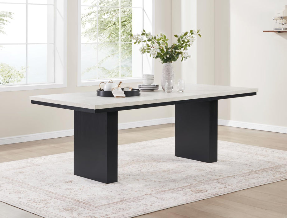 D120 - Melamin Rectangular Dining Table - Black / Ivory