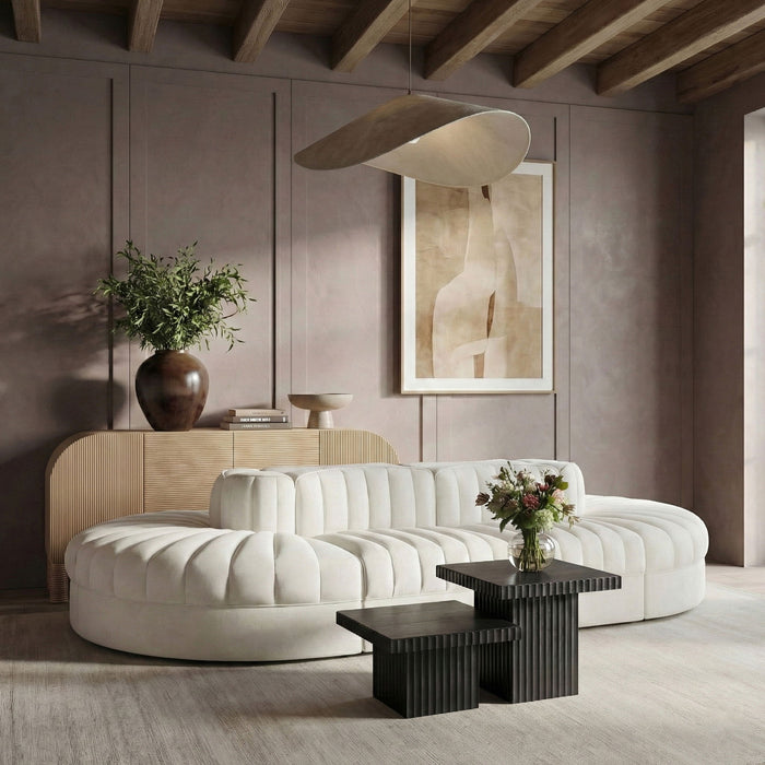 Rummi - Oval Velvet Performance Fabric Upholstered 8 Piece Modular Sectional - Stylish Home Furniture