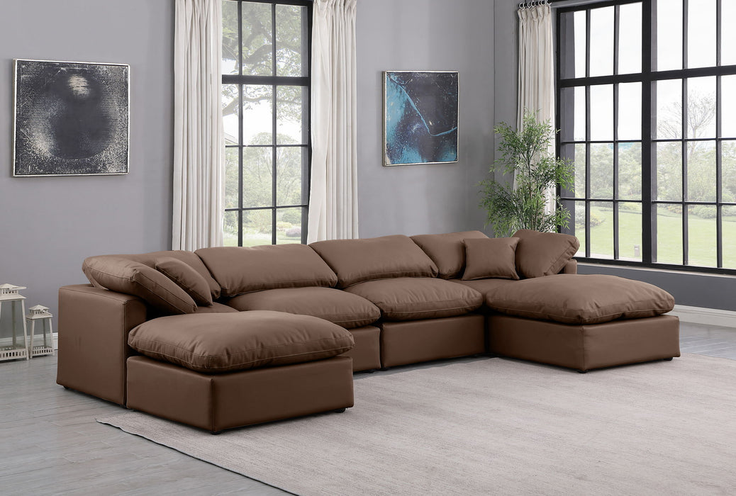 Indulge - Faux Leather 6 Piece Modular Double Chaise Sectional - Stylish Home Furniture