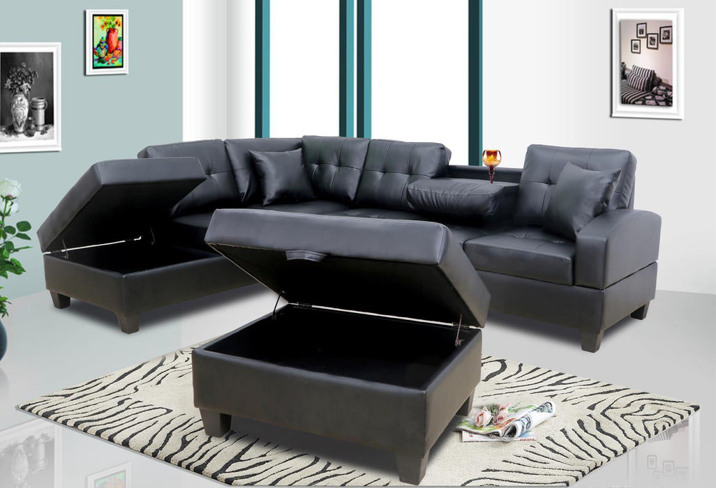 U345 - 2 Piece Sectional - Black