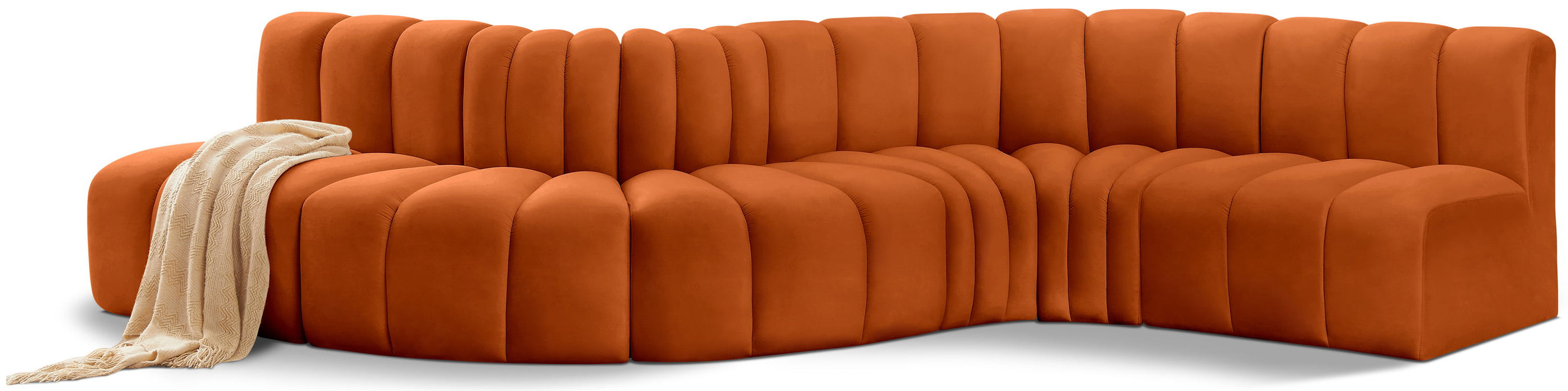 Arc - Velvet 6 Piece Curved Modular Sofa