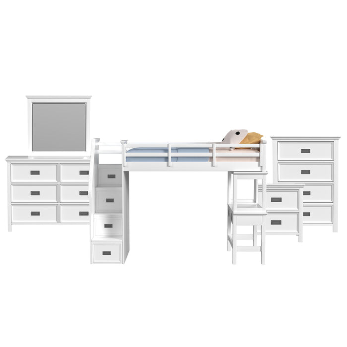 Hampton Kids - Loft With Staircase And Desk With Speaker Bedroom Set - Stylish Home Furniture