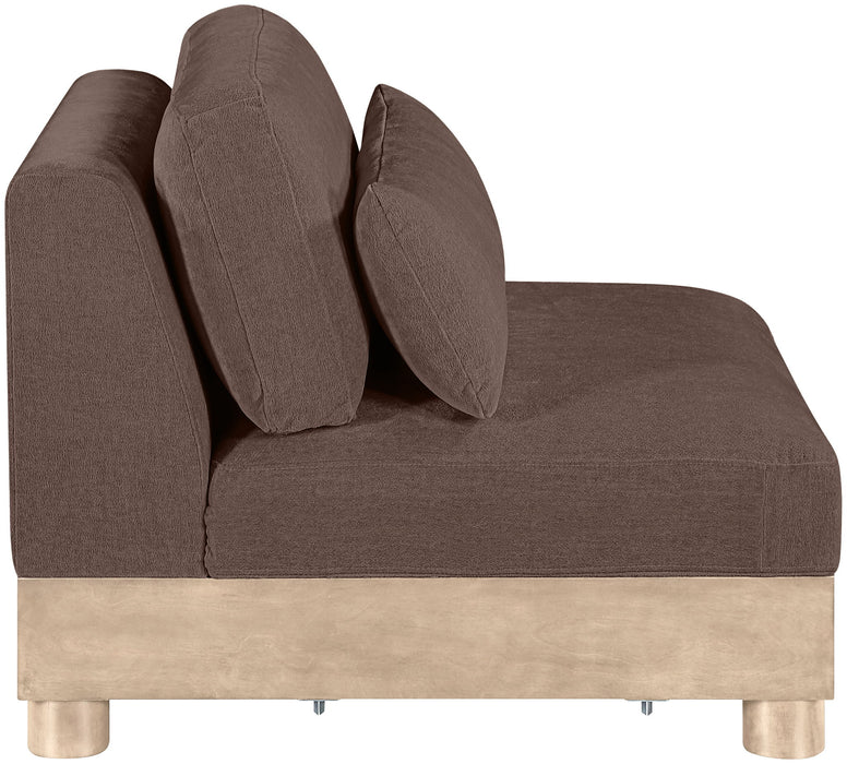 Turin - Chenille Fabric Upholstered Modular Armless Chair - Natural Base - Stylish Home Furniture