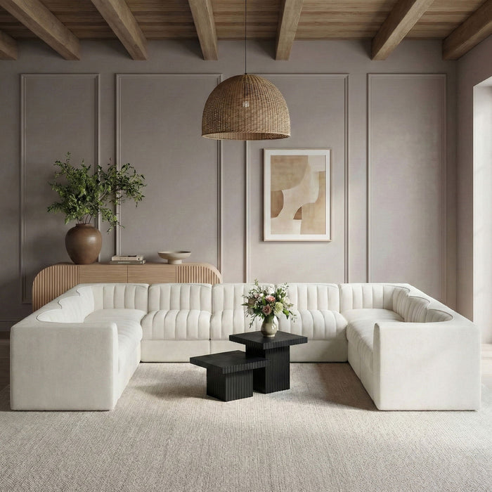 Rummi - Velvet Performance Fabric Upholstered 9 Piece Modular Sectional - Stylish Home Furniture