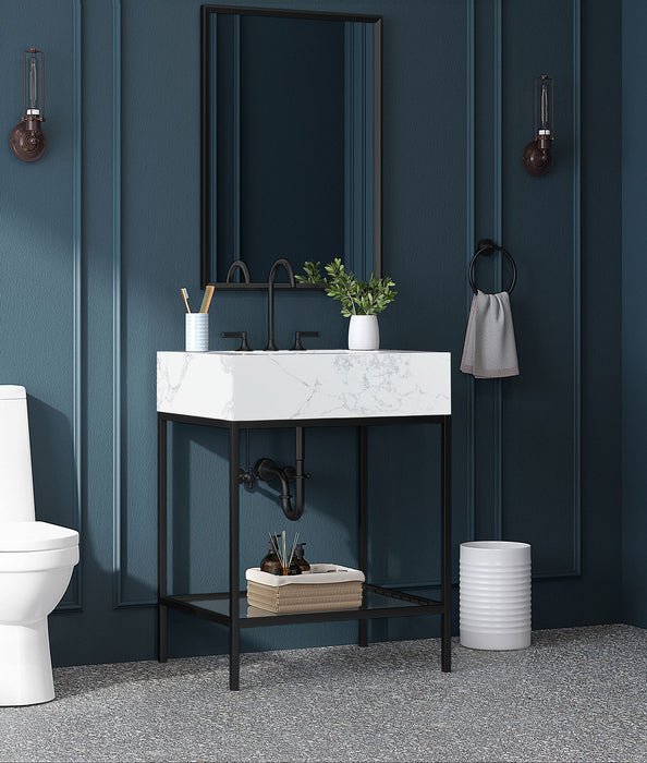 Marmo - Engineered Marble Bathroom Vanity With Black Base