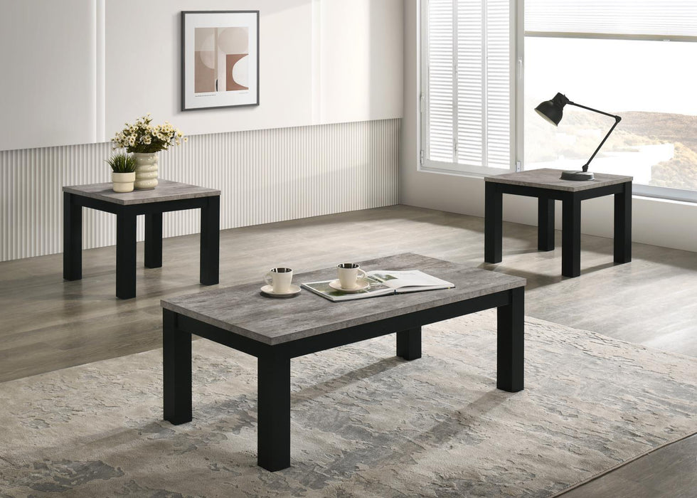 T232 - Melamine Top 3 Piece Table Set (Coffee And 2 End Tables) - Black / Gray
