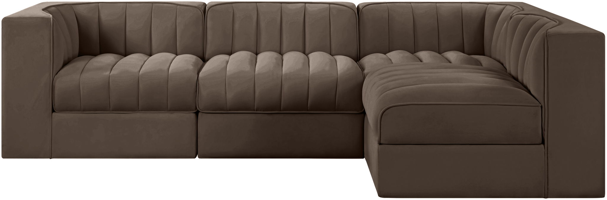 Rummi - Velvet Performance Fabric Upholstered 4 Piece Modular Sectional - Stylish Home Furniture