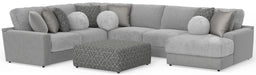 Canyon - 4 Piece Sectional With Cuddler Seat Cushions, Included Accent Pillows And Cocktail Ottoman (Right Side Facing Chaise) - Platinum - Stylish Home Furniture