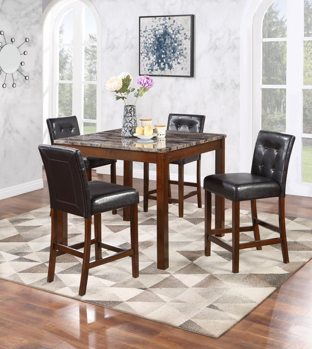 D203 - 5 Piece Dining Room Set (Counter Table With 4 Chairs) - Brown