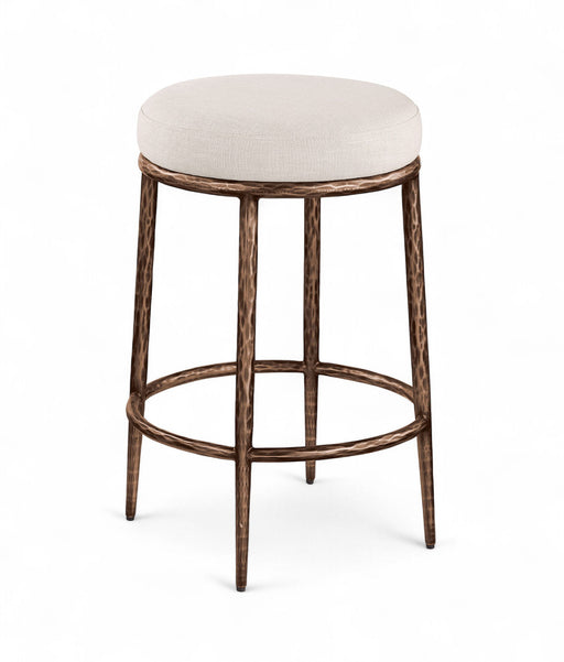 Ferro - Upholstered Backless Counter Stool With Brushed Bronze Base