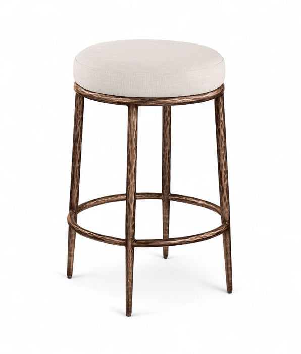 Ferro - Upholstered Backless Counter Stool With Brushed Bronze Base