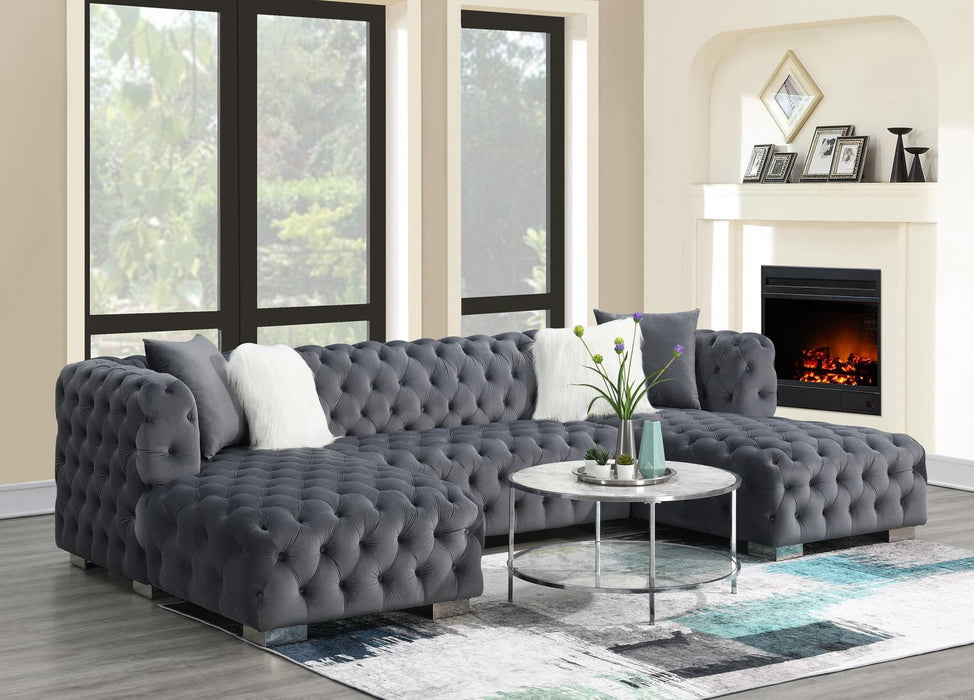 U287 - 3 Piece Sectional (Two Chaises) - Dark Gray