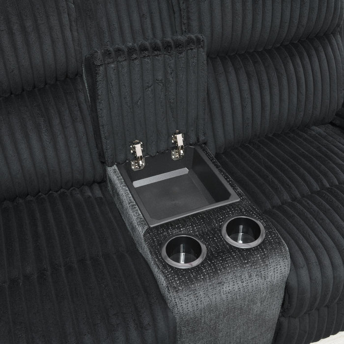 U181 - Corduroy Motion Loveseat - Black