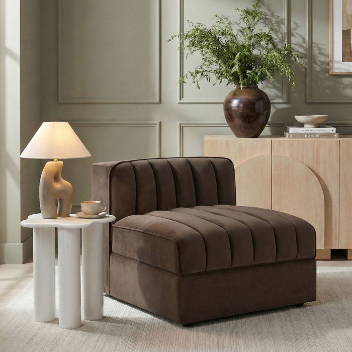 Rummi - Velvet Performance Fabric Upholstered Modular Armless Chair - Stylish Home Furniture