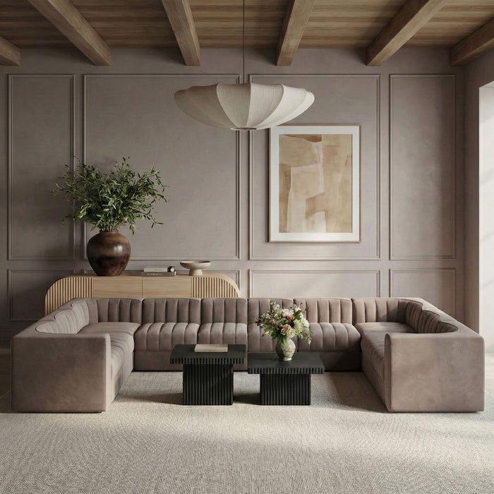 Rummi - Velvet Performance Fabric Upholstered 10 Piece Modular Sectional - Stylish Home Furniture