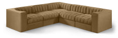 Rummi - Symmetrical Velvet Performance Fabric Upholstered 5 Piece Modular Sectional - Stylish Home Furniture