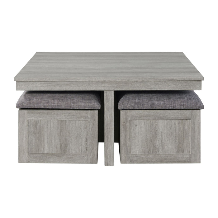 Uster - Coffee Table With Four Storage Stools - Gray - Stylish Home Furniture