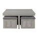 Uster - Coffee Table With Four Storage Stools - Gray - Stylish Home Furniture