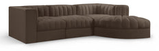 Rummi - Velvet Performance Fabric Upholstered 4 Piece Modular Sectional, With Reverse Corner Chair - Stylish Home Furniture