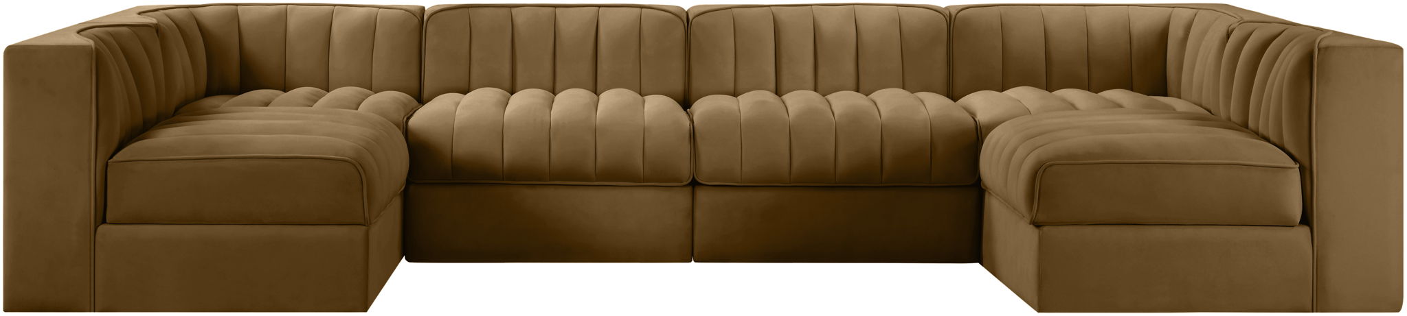 Rummi - Armless Velvet Performance Fabric Upholstered 6 Piece Modular Sectional - Stylish Home Furniture