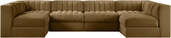 Rummi - Armless Velvet Performance Fabric Upholstered 6 Piece Modular Sectional - Stylish Home Furniture
