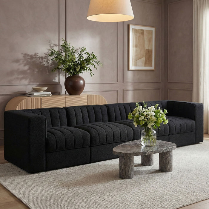 Rummi - Velvet Performance Fabric Upholstered 4 Piece Modular Sofa - Stylish Home Furniture