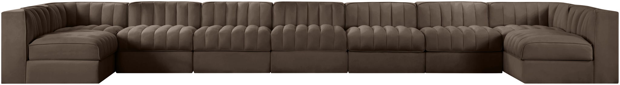 Rummi - Armless Velvet Performance Fabric Upholstered 9 Piece Modular Sectional - Stylish Home Furniture